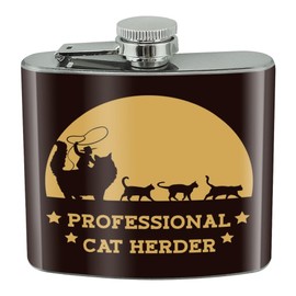 Professional Cat Herder Funny Stainless Steel 5oz Hip Drink Kidney Flask