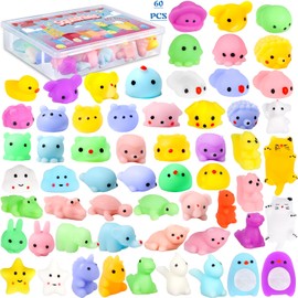 NCKIHRKK Kawaii Mochi Squishy Set, 60 Pieces Party Bags Children's Birthday Party Favours Small Gifts for Children, Party Favour Christmas Giveaways School Cone Pinata Filling for Boys Girls