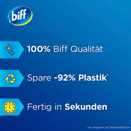 Biff Bad Total Mix & Clean Spritzige Zitrone Badreiniger (125 ml), Bad Reiniger gegen Kalk & Schmutz, Konzentrat zum Auffüllen mit 92% weniger Plastik, recycelbar