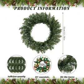 Zeyune 8 Pcs Christmas DIY Green Wreath 14 Inch Artificial Christmas Wreaths Faux Plain Wreaths for Decorating Front Door Window Room Farmhouse Christmas Party Indoor Outdoor (Fresh)