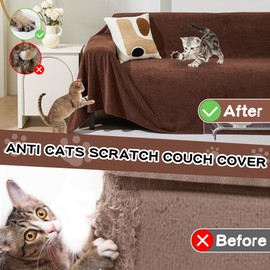 MEETSKY Couch Cover for 3 Cushion Cat Scratch Proof Couch Protector Washable Sofa Covers Sectional Couch Covers for Dogs Soft L Shape Sofa Slipcover for Pets Kids, 91" x 134", Chocolate