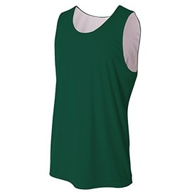 A4 N2390 Men Sleeveless Top Sprint Jump Reversible Performance Jersey - Forest/White- 3X-Large