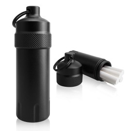 TEMLUM Portable Ashtray, Stainless Steel, Odorless, Butt Holder, Stylish, Waterproof, Key Holder, Convenient to Carry, Includes Key Ring and Carabiner (Black)