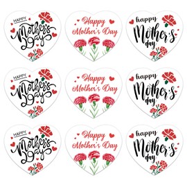 JUESMOS 48pcs Happy Mother's Day Label Stickers 1.5" Love Heart Mother's Day Stickers Tulip Gift Tag Stickers for Envelope Seals Gifts Wrapping Boxes Cards Party Favor Flowers Cookies Decorations