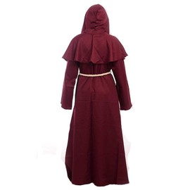 Golden Service Priest Robe Monk Medieval Hooded Monk Renaissance Robe Costume - s