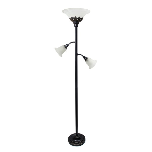 Lalia Home Torchiere Floor Lamp with 2 Reading Lights and