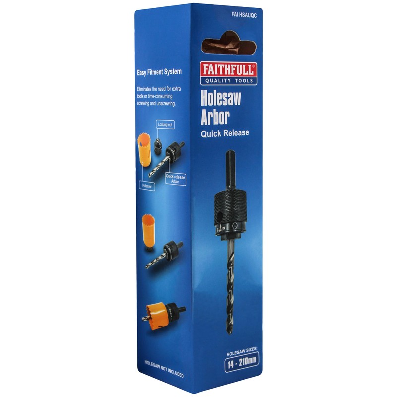 Faithfull FAIHSAUQC Universal Quick Release Heavy Duty Holesaw Arbor Set,