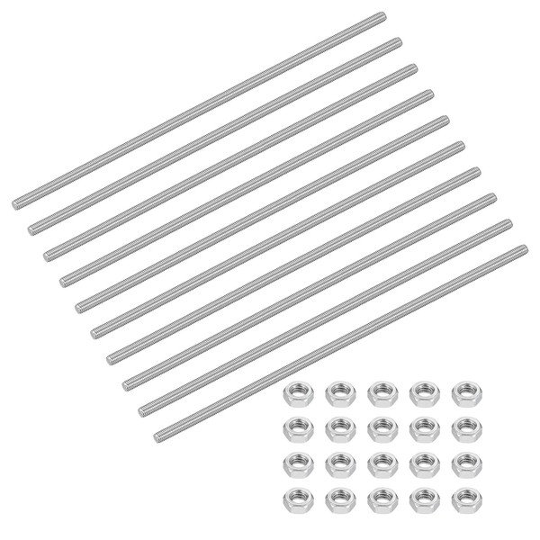 sourcing map 10Set M5-0.8x200mm Fully Threaded Rods, Threaded Rods Bar