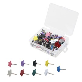LC LICTOP Star Shape Push Pin Flat Head Decorative Thumb Tacks for Cork Board Notice Board Photo Wall Foam Board Costume Designing - Multicolor 100Pcs