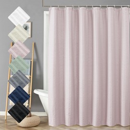 Aiyufeng Moga Pink Shower Curtain 84 Inches Long, 3D Embossed Textured Fabric Shower Curtain for Bathroom - Soft Cloth & Hotel Spa Luxury, Machine Washable, 72X84, Pink