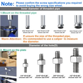 5 Inch Stem Caster Wheels Heavy Duty with Dual Locking 2200Lbs, Threaded Stem Casters 3/8" -16 x 1, Swivel Industrial Casters Set of 4, Wheels for Cart and Furniture