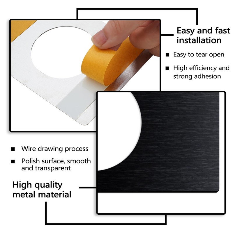 Bagentry 6 Pieces Rectangular Door Reinforcement Plate Stainless Steel, Handle