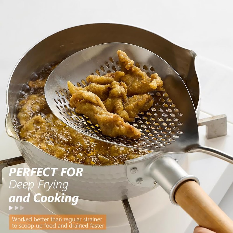GLENDAVENY Skimmer Slotted Spoon, 304 Stainless Steel Spider Strainer Skimmer