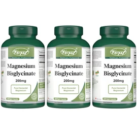 VORST Magnesium Bisglycinate 200mg 3 x 180 Vegan Capsules (Gentle) | Promotes Bone Health | Bis-Glycinate Supplement for Men & Women | Powder Pills | 3 Bottles