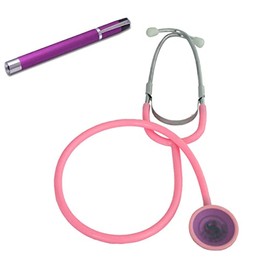 Flat Head Stethoscope Pink with Aluminium Light Purple