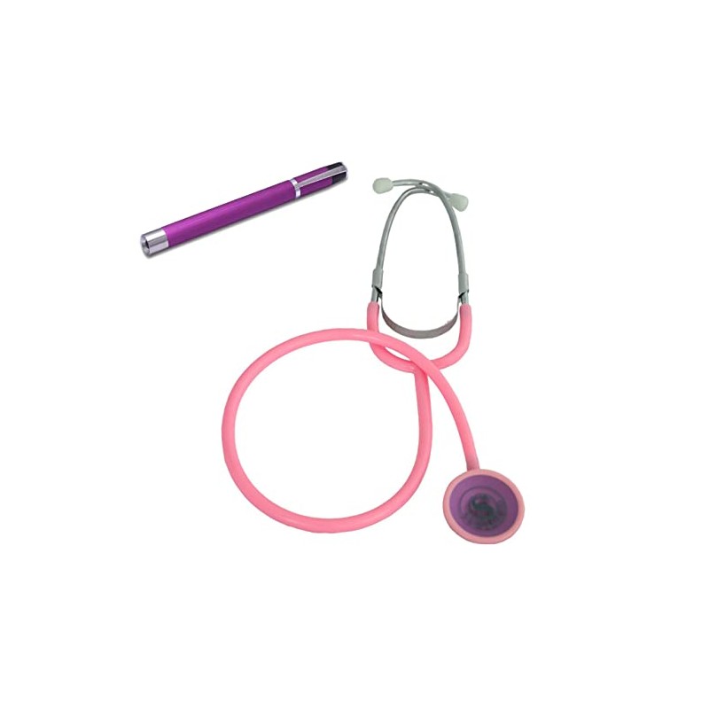 Flat Head Stethoscope Pink with Aluminium Light Purple