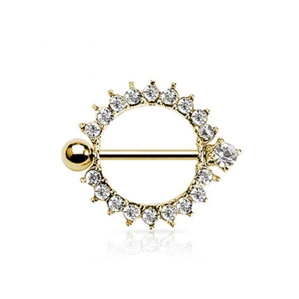 TheCheshireCat 24k Gold with Clear Cz Full Circle Nipple Shields