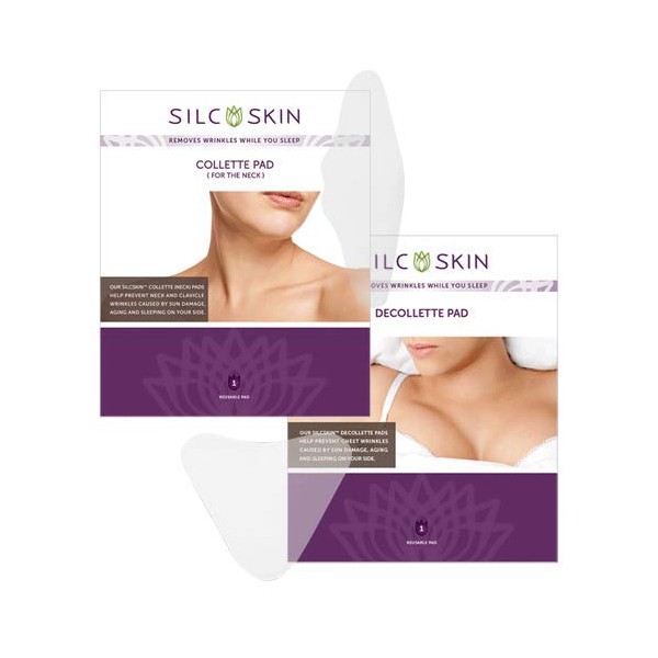 Silc Skin Complete Chest & Neck Care, Helps with Chest Neck Collarbone Wrinkles from Sun Aging Side Sleeping, Reusable Self Adhesive Medical Grade Silicone, 1 ea Decollette & Collette Pad