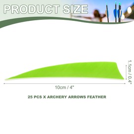 YELARXI Arrow Vanes Turkey Archery Arrows Feather Fletching, 4 Inch Left Wing Fit for Hunting Target Shooting (25Pcs Neon Green)