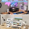 ALISENED Printer Stand for Desk, 2-Tier Wooden Desk Organizer, White