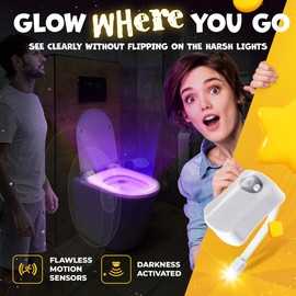 RainBowl Toilet Bowl Night Light - Unique Cool Gadget with Motion Sensors & Multi Color LED - Funny Gag Gifts for Men, Dad, Husband, Boyfriend - Fun Birthday Present for Him