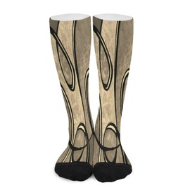 Xmkltbz 1 Pair Unisex Compression Crew Medium Sock Athletic Soft Circulation Socks for Running Sports 16.5 in Length Print Vintage Swirls in Shades Abstract Painting Texture Print