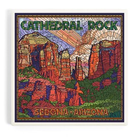 Sedona, Arizona, Cathedral Rock, Mosaic (Absorbent Ceramic Coaster, Single, Cork Back, Kitchen Table Decor)
