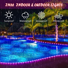 Kenburg 50Ft 600 LED Rope Lights Outdoor, Pink Flexible Tube Light Waterproof Plug in 8 Modes Timer Memory, Permanent String Lights for Tree,Pool, Bedroom, Fence, Garden, Indoor, Outside Decorations