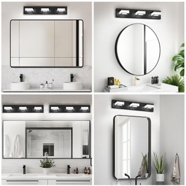 IZORRO LED Modern Bathroom Lighting Fixtures Over Mirror (4-Light, 30 inch, Dimmable) Matte Black Bathroom Vanity Light Fixture with 360°Rotatable Head (Cool White 6000K)