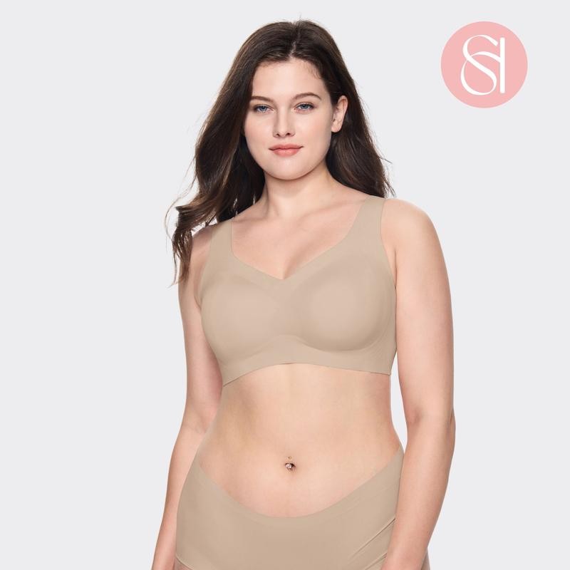 SOFT INTENTION Women's Seamless Bra Wireless Bra Full Coverage Push