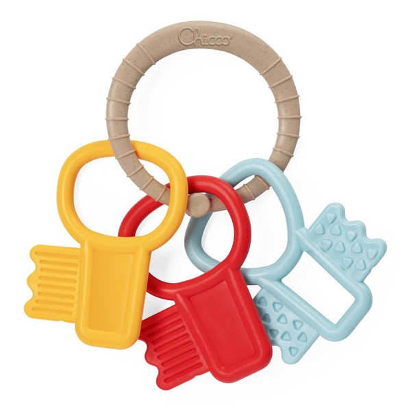 Chicco Eco+ Coloured Keys Tinker Toy, Recycled Plastic Key Gripper, Coloured Keychain, Easy to Hold and Lightweight, Tactile Experience and Stimulation of Gums, 3-18 Months
