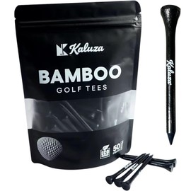 Kaluza Eco-Friendly Bamboo Golf Tees - 50 Pieces | 70mm Biodegradable & Compostable | Durable Sustainable Alternative to Plastic and Wood Tees | Colour: Black