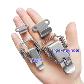 2pcs 304 Stainless Steel Double-Spring Telescopic Buckle, Toolbox Tension Spring Toggle Latch, Toolbox Hinge with Screws (Small)