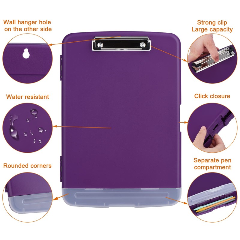 ZCZN Plastic Clipboard with Storage, A4 Clipboard Folder with Separate