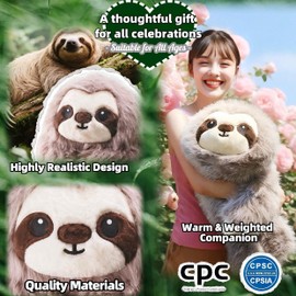 uoozii uoozii 24" | 5 Pounds Sloth Weighted Stuffed Animals with Removable Unscented Microwavable Pouch, Cute Coolable Warmable Weighted Plush Gift for Kids & Adults