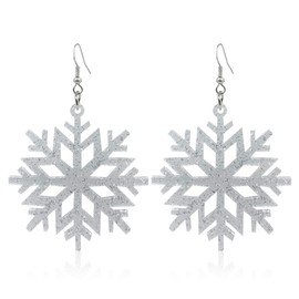 QUPENGXU Christmas Snowflake Drop Dangle Earrings Pierced Hook Sequin Snowflake Flower Earrings For Women (snowflake)