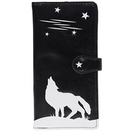 Shag Wear Women's Premium Vegan Clutch Cardholder Wallet Zipper Purse with Pretty Black Wolf
