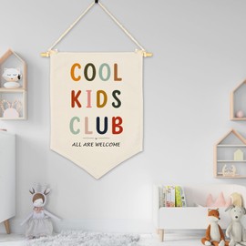 Cool Kids Club, Classroom Decor, Playroom Wall Decor, Welcome Gift, Canvas Hanging Pennant Flag Banner Wall Sign Decor