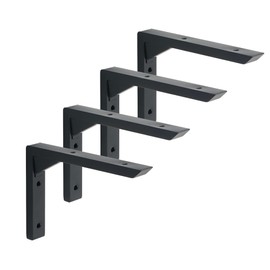 Mooche 4PCS Heavy Duty Shelf Brackets 6 inch, Black Wall Brackets for Shelves, Stainless Steel Triangle Shelf Support with Screws for Living Room Bedroom Garage