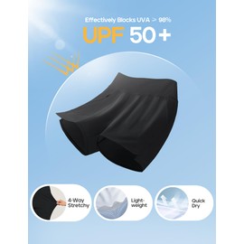 Heathyoga 5" Swim Board Shorts Women Strechy High Waisted Bathing Suits Bottoms Quick Dry UPF 50+ Beach Shorts with Liner Black