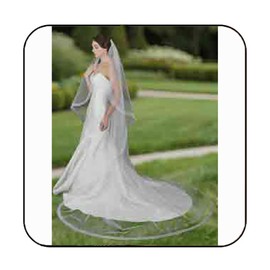 Latious Cathedral 1 Tier Bride Wedding Veils Ivory Long Ribbon Edge Veil Bridal Tulle Veils with Comb for Women (Ivory)