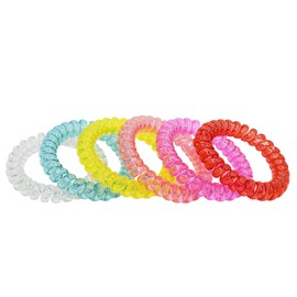 Sensory Stretchy Kids Coil Bracelets, 6 Pack Funny Speech and Communication Aid Bracelet Fidget Toys for Boys Girls with Autism ADHD Anxiety or Special Needs - Assorted Colors (Rainbow B)