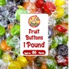 Assorted Fruit Buttons Hard Candy - 1 Pound Bulk Bag