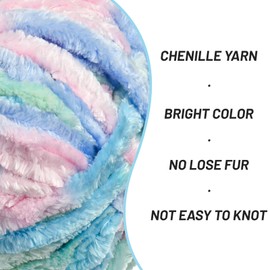Fuzzy Chunky Chenille Yarn for Crocheting，Soft Plush Yarn for Hand Knitting，Bulky 2x100g （2x49.2yd） Baby Blanket Yarn for Crocheting Amigurumi Yarns，Crochet Fluffy Velvet Yarn (2 Candyfloss)