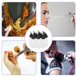 Leopacat Dropper Bottle, Airbrush Bottles, Empty Plastic Bottles, Replacement Jars, Squeeze Bottles with Lid, Siphon Feed, Airbrush, Transparent, for Feeding, Double Effect