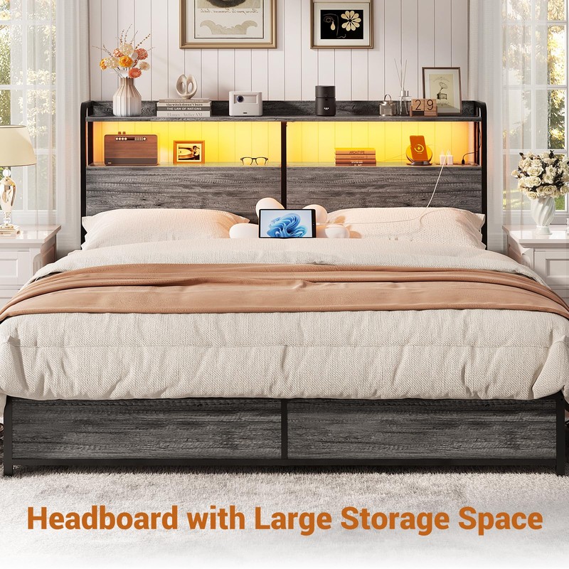 Aheaplus Headboard for Queen Size Bed Frame, Headboards with Outlets,