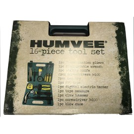 Humvee 16 Piece General Household Home Repair Tool Kit for Home Maintenance with Toolbox Storage Case