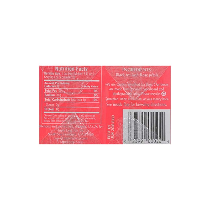 Triple Leaf Tea Rose Black Tea - 20 bags per