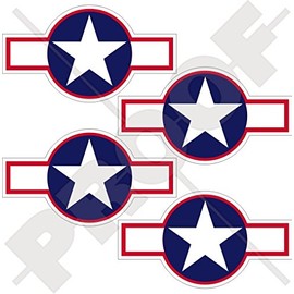 USA United States Army Air Forces USAAF Aircraft Roundel 1943 USAF WW2, US Navy WWII 2.8" (70mm) Vinyl Bumper-Helmet Stickers, Decals x4