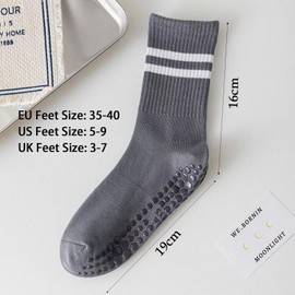 Tehttz Women Yoga Socks, Ballet Pilates Non-Slip Socks with Grips Pilates Grip Socks For Women Barre Dance Breathable Soft Sport Socks Soft Yoga Socks Trampolines Socks (black+white+gray+orange)